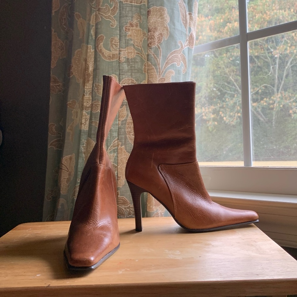 Brown heeled boots